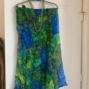 Mardi Gras gloves, scarf and beads